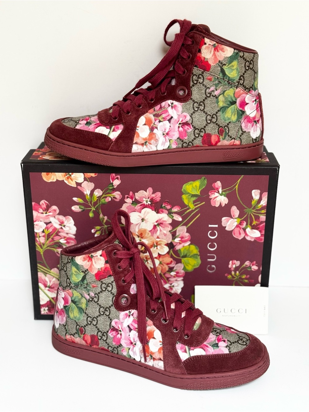 Gucci Women’s Special Edition Dry Rose High-Top Sneakers Size 38.5 EU